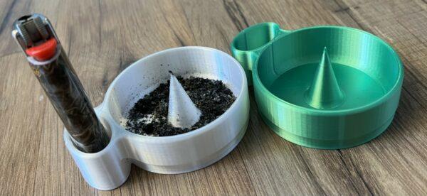 Ashtray debowler with lighter holder